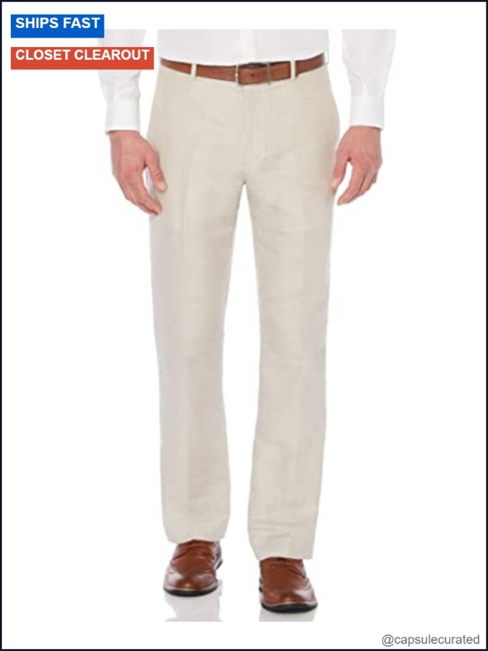 Linen Blend Dress Pants Flat Front Regular Fit Breathable Lightweight Twill